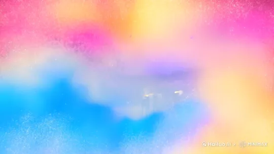 "清晨的魔法森林：柔和的晨雾笼罩着开满淡粉色樱花的山谷，溪流在鹅卵石间闪烁金光，半透明的水母状蒲公英漂浮在蓝紫色空气中。三只梅花鹿低头饮水，鹿角缠绕着萤火虫藤蔓，水面倒映出渐变粉橘色天空。背景雪山轮廓被朝阳染成蜜糖色，无数水晶蝴蝶在樱花雨中折射彩虹光斑，远处隐约可见发光蘑菇组成的螺旋小径。使用柔和的水彩质感，色彩以雾蓝、樱粉、香槟金为主，加入流动的光斑和星尘效果，营造温暖而空灵的治愈氛围。" [推进,上升] by Hailuo AI Video Generator