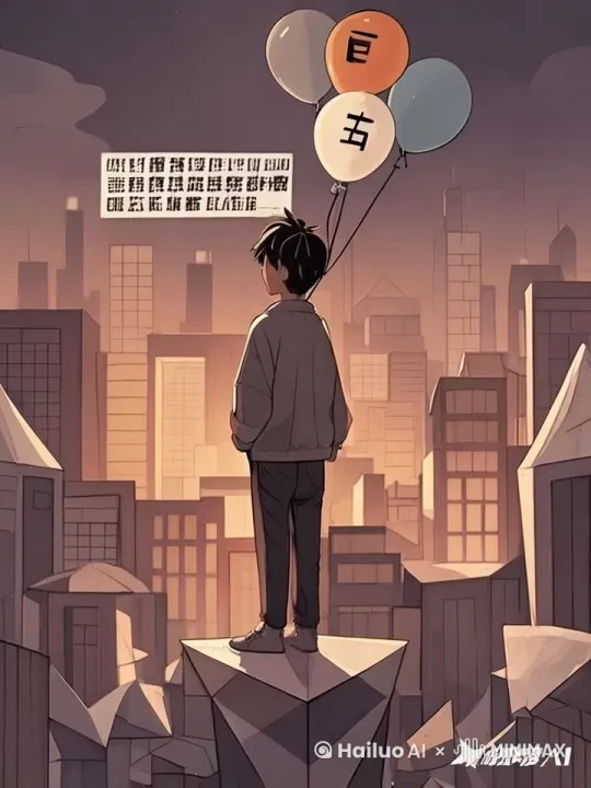 气球缓慢升高，画面越来越小 by Hailuo AI Video Generator