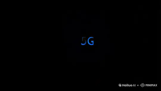 黑色背景中，一束蓝色光点从中心向外扩散，形成“5G”字样，伴随光效和粒子特效。  
   - 音效：电子音效渐强，低音鼓点引入。  
   - 文字：画面下方浮现“5G之光，点亮陕西”。 by Hailuo AI Video Generator