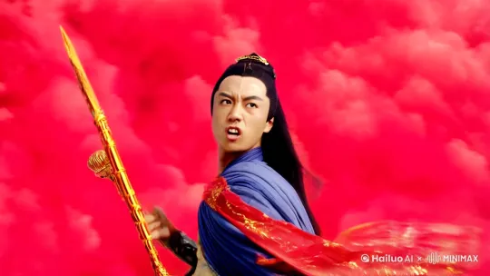 哪吒眼中燃起战意,混天绫化作漫天红霞。他的身形开始变化,三头六臂的法相显现,每只手中都握着不同的法宝:火尖枪、乾坤圈、混天绫、金砖、阴阳剑、九龙神火罩。
敖丙见状,龙角光芒大盛。他的身形也开始变化,银白的龙鳞覆盖全身,龙尾在身后摆动。一条银龙盘旋在空中,龙吟震天。
银龙与三头六臂的法相在空中对峙,天地为之变色。海浪翻涌,云层翻滚,电闪雷鸣。
哪吒率先出手,六件法宝同时祭出。敖丙龙尾一摆,掀起千层浪花,将法宝尽数挡下。银龙张口,一道水柱喷涌而出。哪吒祭出九龙神火罩,九条火龙与水柱相撞,蒸腾起漫天水雾。
战斗进入白热化,两人都使出了全力。哪吒的混天绫化作万丈红霞,将敖丙团团围住。敖丙龙吟一声,龙珠绽放出耀眼光芒,将红霞震散。
"痛快!"哪吒大笑,乌青的黑眼圈在火光中格外醒目,"再来!" by Hailuo AI Video Generator