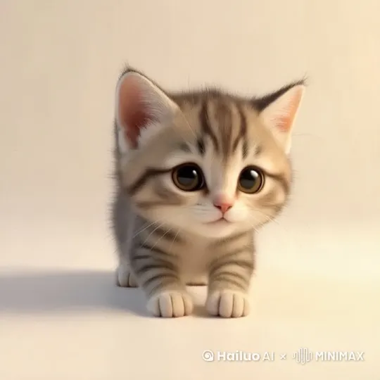 让小猫去抓住一个淡粉色的毛球， by Hailuo AI Video Generator