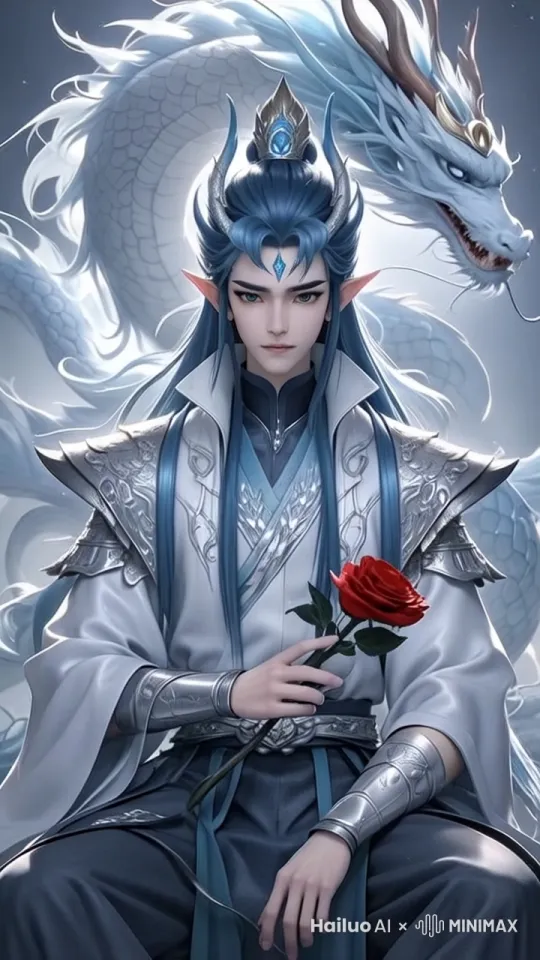 龙头动，男子将花递到镜头前 by Hailuo AI Video Generator