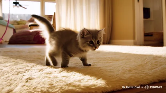一直小猫在家里玩 by Hailuo AI Video Generator