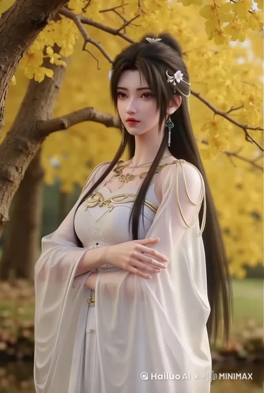 冰山美女动了起来，头发、眼睛、嘴唇和手等都动了起来，让人看了心动，镜头缓慢推近，并绕着人物转
，跟随镜头 by Hailuo AI Video Generator