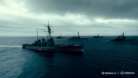 1910年，在海上，老飛機轟炸美國軍艦。 by Hailuo AI Video Generator