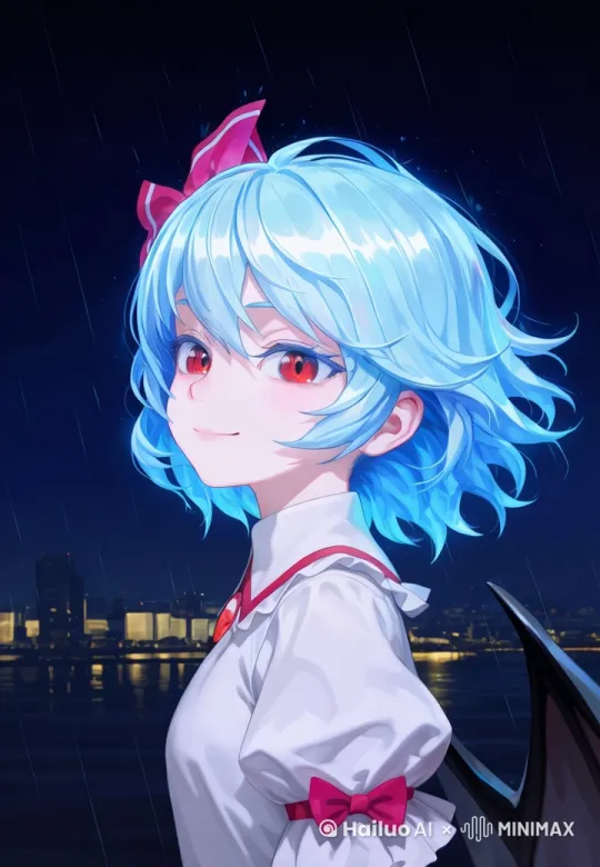 下雨，眨眼，头发飘动 by Hailuo AI Video Generator