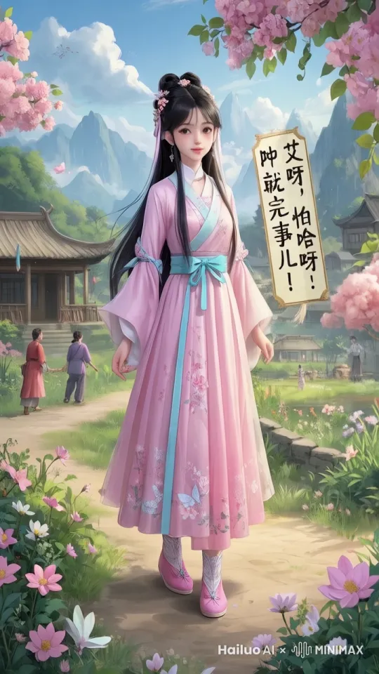 主题人物在原地转圈圈 停下后 嘴巴在说123456789  手在比划  by Hailuo AI Video Generator