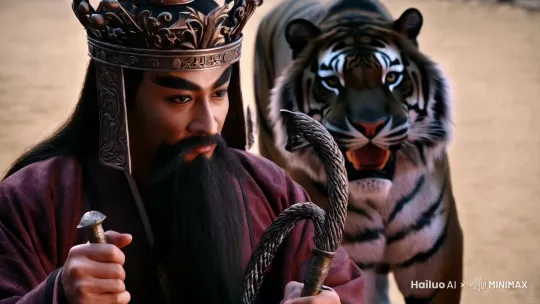 正财神通常指的是赵公明，他是中国民间信仰中的财神之一，掌管财富和财运。赵公明的形象多为黑面浓须，头戴铁冠，手持铁鞭，骑黑虎，象征着威严和力量。 by Hailuo AI Video Generator