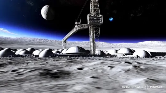 月球背面的环形山战场、火星穹顶城市的地下机甲工厂，以及连接地月系统的星际轨道电梯。人类，自我进化的外星机甲核心"星核"，这种液态金属能根据驾驶者DNA生成专属机甲。地球联合政府与火星殖民军为争夺控制权爆发"星核战争"。[右移,左摇,跟随] by Hailuo AI Video Generator