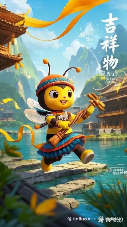 这只蜜蜂欢快的跳动着 by Hailuo AI Video Generator