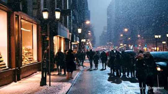 [变焦推进]城市夜里的街道，风雪夜归人 by Hailuo AI Video Generator