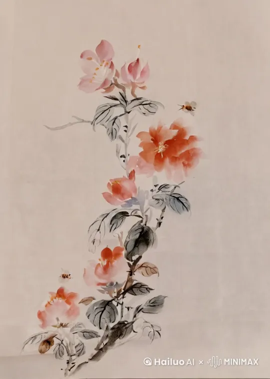 小蜜蜂飞起来，花瓣飘落 by Hailuo AI Video Generator