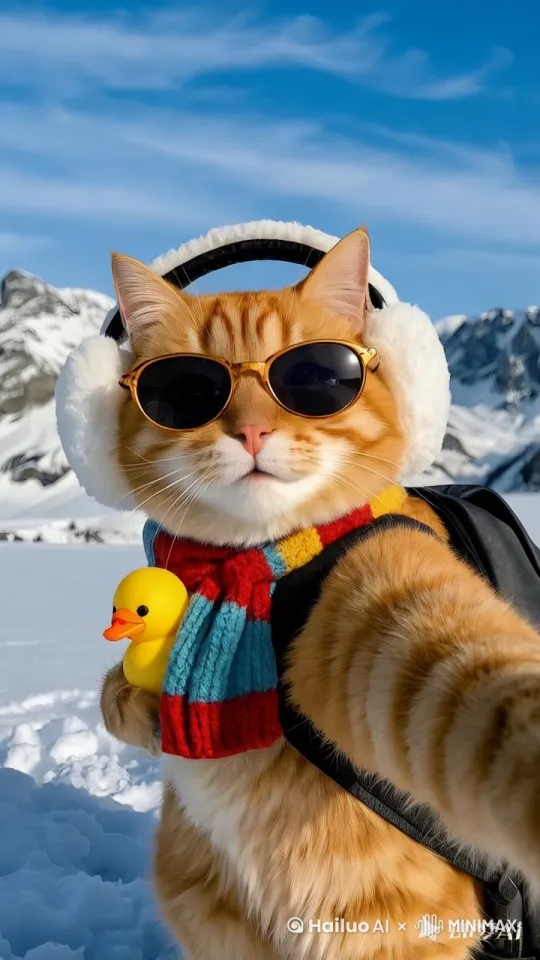 猫咪边走边自拍 by Hailuo AI Video Generator