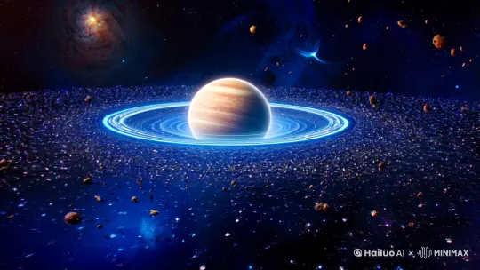 镜号
景别
画面
时长
运镜
音效
1
全景
浩瀚宇宙中，一颗神秘星球散发着奇异光芒，周围小行星带闪烁。
0:00 - 0:04
从远拉近，聚焦星球
科幻感背景音乐起，夹杂微弱宇宙风声
2
中景
星球表面，古老遗迹若隐若现，神秘符文散发微光。
0:04 - 0:08
平移镜头，展示遗迹
音乐持续，符文闪烁音效
3
特写
一只机械手臂从遗迹中缓缓升起，手中握着一颗散发能量的宝石。
0:08 - 0:13
推镜头，聚焦宝石
音效加强，机械臂运作声音
4
中景
突然，飞船从旁冲出，机械臂迅速收回飞船内，飞船加速驶向宇宙深处。
0:13 - 0:17
拉镜头，展现飞船离去
音乐节奏加快，飞船引擎轰鸣声
5
全景
飞船消失在星空，画面渐暗，只留点点星光。
0:17 - 0:20
固定镜头
音乐渐弱，余音环绕

[右移,左摇,跟随] by Hailuo AI Video Generator