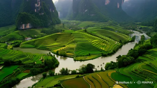 世界各地的意境美景之中国桂林[下降,上摇] by Hailuo AI Video Generator