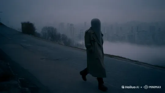 画面从一个昏暗的街道开始，夜色中，一位带着斗篷风衣的无面人出现在画面中，背景是灰暗的城市夜景，灯光昏黄，透露出一种孤独的氛围。随着无面人孤独地行走，画面逐渐切换到不同的景色和场景：清晨的雾气弥漫在山间小道上，无面人沿着曲折的小路前行，阳光透过雾气洒在路面上；傍晚时分，海滩上人烟稀少，无面人站在沙滩上，海浪拍打着岸边，夕阳的余晖洒在海面上；黄昏时分，森林中的光线逐渐暗淡，无面人穿过密林，脚下是落叶铺成的小径；夜晚的城市灯火辉煌，无面人穿梭于繁华的街道，人群熙熙攘攘，但无面人显得格外孤独。最后，画面切换到一座险峻的山峰，无面人独自一人登上了山顶，站在山顶上，俯瞰着来时的路和周围的景色，露出坚定的表情。背景中的景物随着无面人的移动而变换，表现出时间的流逝和场景的转换，光影变化也增加了画面的情感和氛围。轻柔的风声、脚步声和海浪声等自然音效，配合激昂、壮丽的背景音乐，营造出一种既孤独又壮丽的氛围。整个视频通过这些场景和音效，展现了无面人经历的酸甜苦辣，最终独自登上人生巅峰，独自俯瞰来时的路，展望未来星空的壮丽旅程。 by Hailuo AI Video Generator