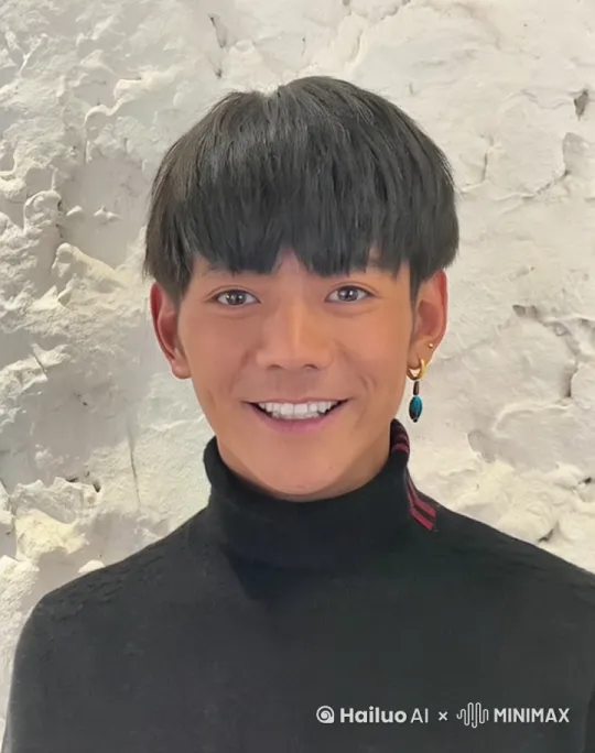 起初他的眼神柔和然后眼神突然变得锐利然后从口中向天空吐出原子吐息 by Hailuo AI Video Generator