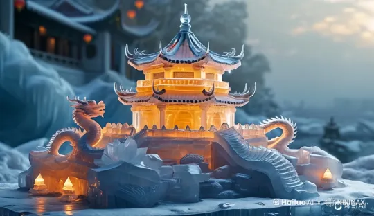 镜头围绕主题的楼进行360度的上下环绕，画面里的灯光效果逐一点亮，稳定，流畅，生动 by Hailuo AI Video Generator