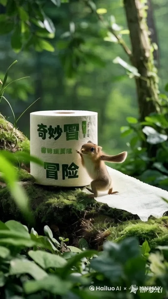 动物们为了一卷卫生纸盛宴 by Hailuo AI Video Generator