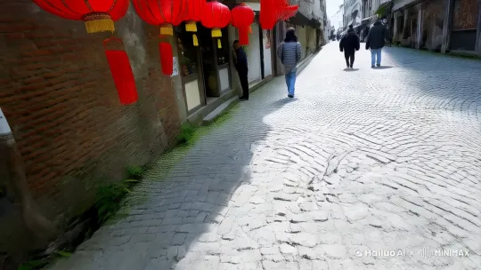 当无人机如灵动的飞鸟般低空掠过，镜头开启了一场震撼的视觉盛宴。在城市的老街，无人机于低空两三米处穿梭，青石板路的每一处纹理都被纤毫毕现地捕捉。古旧的砖墙，历经岁月侵蚀，斑驳的痕迹诉说着往昔故事，砖缝间倔强生长的几株小草，在微风中轻轻摇曳，叶片上的脉络都清晰可见。街边小店门口悬挂的红灯笼，在低空视角下，鲜艳的红色与周围古朴的环境形成鲜明对比，灯笼上的流苏随风摆动，画面充满动态美感。
 
反观手机拍摄，受限于拍摄角度与距离，虽能清晰展现眼前一小方场景，比如能将街边一家小店的招牌完整拍下，看清上面的字迹，但难以囊括老街的整体韵味。想要拍摄更广阔的画面，就只能不断后退，可如此一来，画面中的细节就会被稀释，青石板路的纹理变得模糊，小店门口灯笼的精致感也大打折扣，无法像无人机低空拍摄那样，在展现细节的同时，还能将老街古色古香的整体氛围完美呈现，让观者仿若身临其境，感受岁月在这条老街上留下的每一处痕迹 。 by Hailuo AI Video Generator