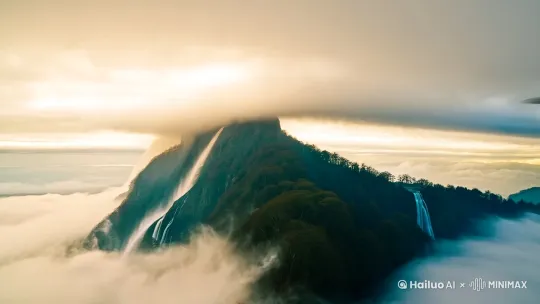 核心场景：
庐山香炉峰云雾缭绕 | 紫烟升腾延时摄影 | 瀑布全景俯瞰 | 水流飞泻慢动作 | 银河星空延时 | 九天云海翻腾 | 诗人剪影远眺

动态元素：
阳光穿透云层光束 | 瀑布水花飞溅粒子 | 银河星光流动轨迹 | 紫烟与云雾交融 | 飞鸟掠过瀑布 | 水雾折射彩虹 | 诗人衣袂飘飘

氛围强化：
日出金光晕染 | 紫烟渐变消散 | 水声轰鸣环境音 | 风声呼啸混响 | 星光闪烁音效 | 瀑布水雾弥漫 | 山间回音空灵

艺术风格：
中国风水墨晕染 | 古典山水画质感 | 银河星光粒子特效 | 瀑布水流流体模拟 | 云雾动态体积光 | 诗人剪影留白

运镜提示：
无人机环绕香炉峰 | 俯冲瀑布全景 | 银河星空旋转镜头 | 水花飞溅微观特写 | 诗人背影拉远 | 紫烟升腾仰拍

附加修饰：
【3D电影实景 超高清+中国风配乐+杜比全景声+诗意字幕+动态书法题词】 by Hailuo AI Video Generator