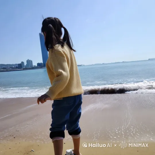 图片中的女孩在沙漠上飞行 by Hailuo AI Video Generator