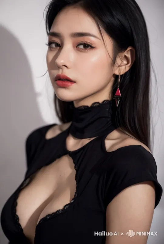 抬头,眨眼,杰作,国际范,舞台摄影,害羞,优雅,气质,歪头看镜头,高冷女神,吹风 by Hailuo AI Video Generator