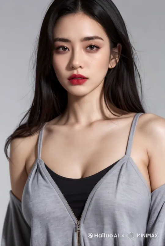 低头,慢慢的抬头,眨眼,杰作,吹风,国际范,眨眼,慢慢的晃动身体,右手撩头发,展示女人的温柔感,镜头后拉 by Hailuo AI Video Generator