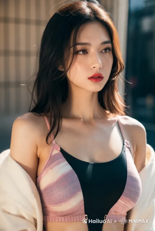 低头,右手撩头发,慢慢的抬头,眨眼,杰作,吹风,国际范,眨眼,慢慢的晃动身体,展示女人的温柔感,镜头后拉 by Hailuo AI Video Generator