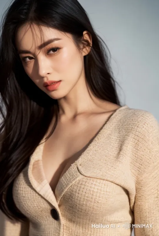 低头,右手撩头发,慢慢的抬头,眨眼,杰作,吹风,国际范,眨眼,慢慢的晃动身体,镜头从左往右围绕主角慢慢的旋转,展示女人的温柔感, by Hailuo AI Video Generator