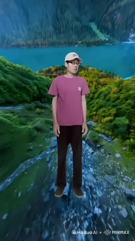 一段超速POV镜头，摄像机疾驰穿越乡间小路，镜头紧跟着一个穿着休闲衣服的帅哥漂浮飞行，飞行屏幕方向，背景山水之间，两臂张开漂浮挺胸飞越，双腿双脚后飘浮动，镜头快速跟踪， by Hailuo AI Video Generator