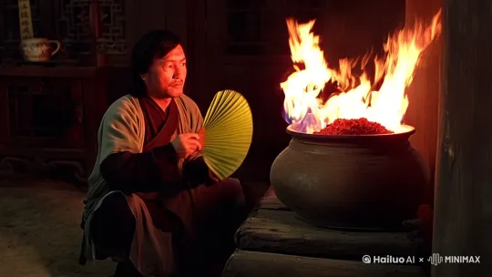 白鹿驿的黄昏总是裹着药香和血腥。
江无涯蹲在药炉前,蒲扇轻摇,炉火舔舐着陶罐底,将当归与苍术的苦涩蒸得满屋都是。药铺门楣上悬着半旧的青布幌子,边角被北溟的寒风撕成流苏,却仍能辨出“悬壶济世”四个褪了色的墨字。
柜台上堆着晒干的艾草,墙角竹篓里蜷着几只野兔——那是猎户张二昨日送来的诊金。江无涯顺手捏了把兔耳,皮毛下跳动的血管让他想起三日前接生的婴孩,也是这般温热鲜活。
“江先生!江先生救命啊!”
嘶吼声撞破门帘,张二跌进来,左肩三道爪痕深可见骨,伤口泛着青黑。腐臭味混着铁锈气瞬间压过药香,江无涯皱眉,银针已夹在指间:“北溟狼骑的尸毒?”
针尖刺入肩井穴的刹那,张二突然痉挛,眼白翻涌血丝,喉结滚动着挤出咕噜声。江无涯指腹按上他颈侧,本该冰凉的尸毒竟如沸水般灼烫。
“不对……”他猛地撤针,可张二皮肤下已鼓起蛛网般的黑线,指甲暴长三寸,直插江无涯咽喉! by Hailuo AI Video Generator