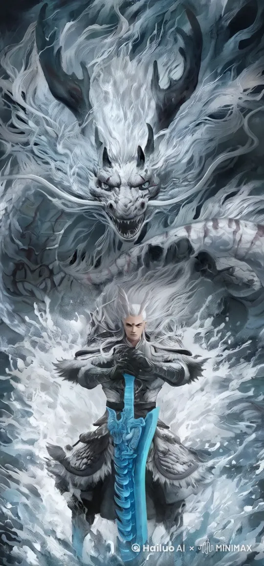近景狂风巨浪  人物处于战斗模式  by Hailuo AI Video Generator