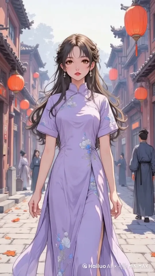 穿旗袍的林黛玉走在民国时期的街道上 by Hailuo AI Video Generator