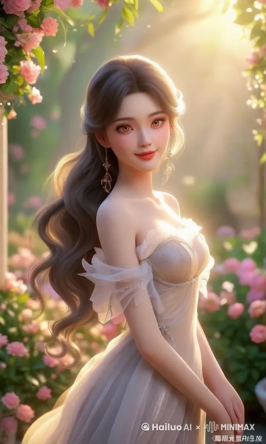 
提示词2: 镜头跟随舞者的舞步，展现她长裙的流动美，背景是梦幻般的灯光效果，随着音乐的节奏变化。 by Hailuo AI Video Generator