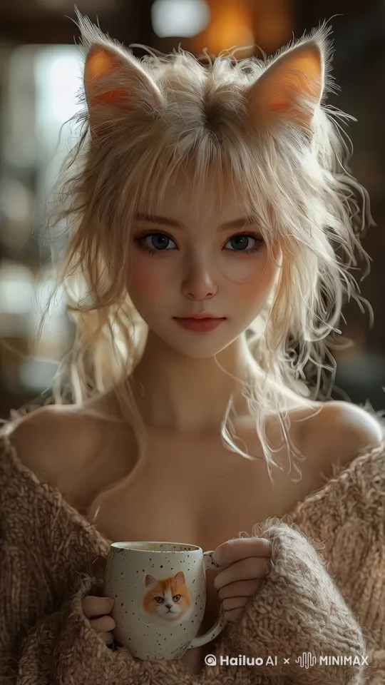 美女喝茶 by Hailuo AI Video Generator