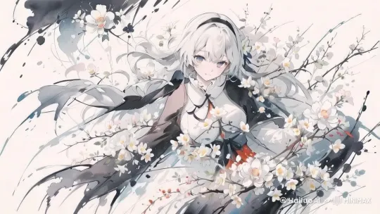 头发微微飘动，花朵微微摇晃 by Hailuo AI Video Generator