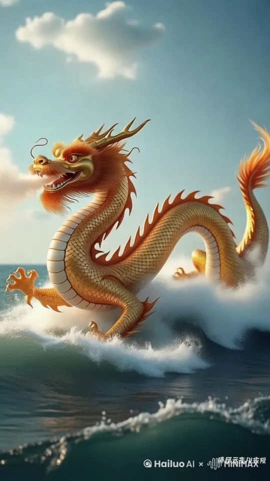 迎着镜头游动过来，水面汹涌澎湃，光照效果 by Hailuo AI Video Generator