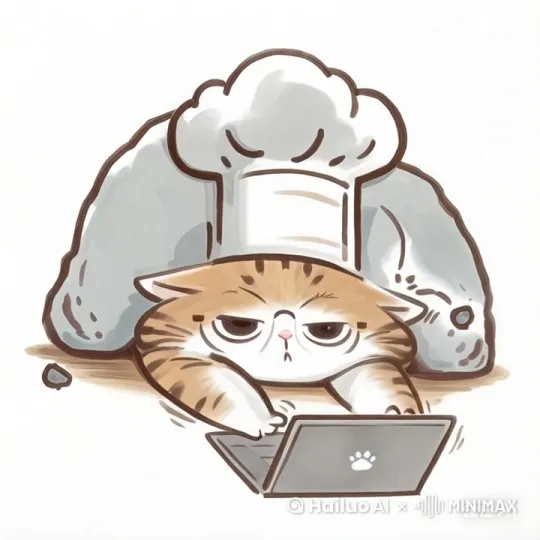 猫猫大厨因为背上的石头山重重地叹了一口气 by Hailuo AI Video Generator
