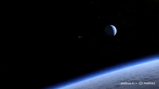 【0:00-0:10】开场镜头

全景：柯伊伯带视角的太阳系，日球层顶泛着淡蓝色辉光
运镜：缓慢推进中，突然出现量子纠缠般的空间涟漪
音效：真空环境下的次声波震动 by Hailuo AI Video Generator