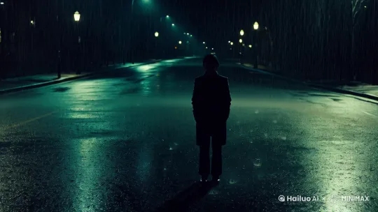 一个大雨晚上孤独 by Hailuo AI Video Generator