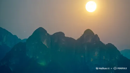 场景空间:燕山山脉
运动/变化:月亮在天空中缓慢移动
镜头运动:通过仰角或俯角拍摄,展示月亮和燕山山脉之间的距离和关系
美感氛围:使用冷色调和清晰的线条描绘出夜晚的寂静和清冷。
因此,可以将“燕山月似钩”描述为一幅画面,展现出一轮明月高悬于燕山山脉之上,月亮在天空中缓慢移动,与山脉之间形成了一种独特的距离感和视觉对比。整幅画面采用仰角或俯角拍摄,突出了月亮和山脉之间的距离和关系。同时,冷色调和清晰的线条也为画面增添了一份清冷和寂静的气息。 by Hailuo AI Video Generator