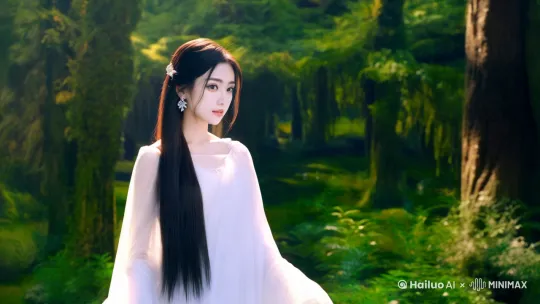 漂亮女孩儿变成白龙 by Hailuo AI Video Generator