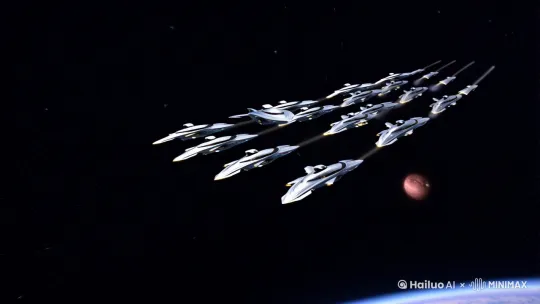 宇宙舰队，攻击比邻星 by Hailuo AI Video Generator