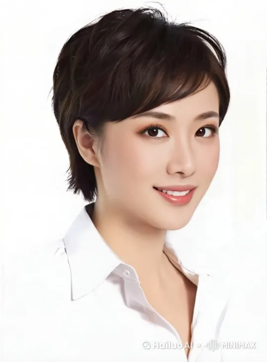 女人轻轻拍了拍自己的脸庞和额头，满意的笑了 by Hailuo AI Video Generator