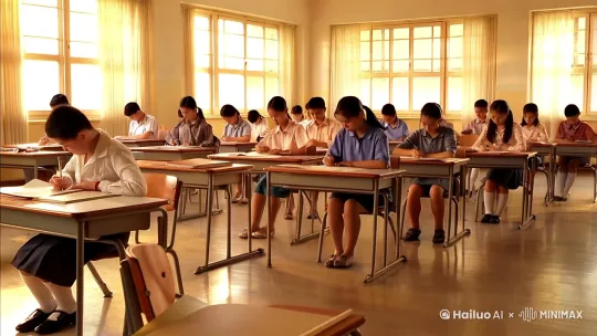 天津高一的考场 要求：明亮温馨  生成视频尺寸为9:16 by Hailuo AI Video Generator
