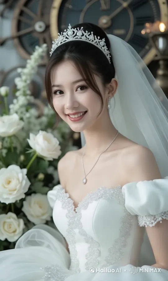 微风吹拂，女孩嫣然一笑，俏皮眨眼。 by Hailuo AI Video Generator