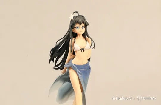 女孩一边走，一边抬手撩头发，眼睛看向右边，头发自然摆动 by Hailuo AI Video Generator