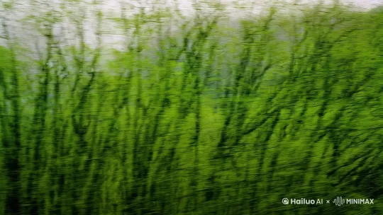 春雨绵绵的大山深林[右移,左摇,跟随] by Hailuo AI Video Generator
