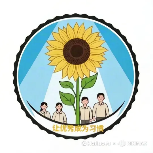 这是一个班级的班徽，请生成一段30秒的视频，表现孩子们的开心快乐和天天向上 by Hailuo AI Video Generator